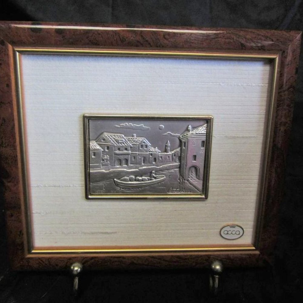 VTG 60'S 925 STERLING SILVER ITALIAN ART PLAQUE, BEAUTIFUL ARTWORK, VALORE NEL B